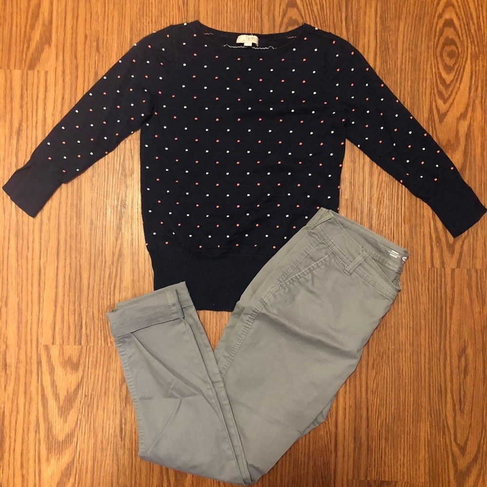 LOFT Textured Dot Scoop Neck Sweater